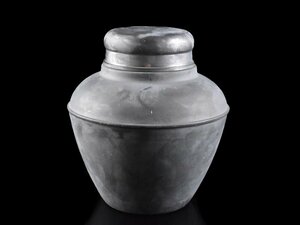 【雲】某名家収蔵品 中国古玩 唐物 古錫 茶壺 茶入 高さ12cm 重さ約785g 古美術品(旧家蔵出)AA9792 OTfde