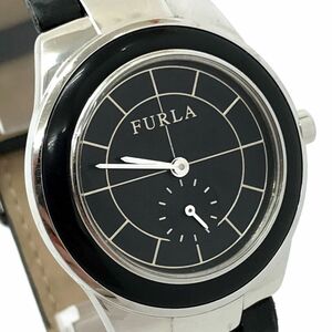 FURLA フルラ 腕時計 002229-05-66 クオーツ アナログ ラウンド ブラック スモールセコンド コレクション 電池交換済み 動作確認済み