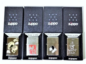 ジッポ ZIPPO オイルライター 4点セット 新品未使用品 箱付 犬柄 DOG 獅子 ③ ○Ｐ