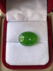 海麗　天然翡翠裸石 アイスジェイダイト カボションルース　高級jewelryジュエリーオーダーメイド用 綺麗な緑色 重さ21.5ct MIRE1132