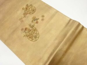 ys6942721; 金駒刺繍花籠模様開き名古屋帯（額縁仕立て）【リサイクル】【着】