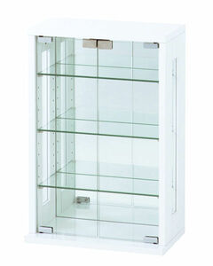 送料無料 卓上型ガラスコレクションケース縦型 背面ミラー４段 ホワイト系 コレクションケース（1056）