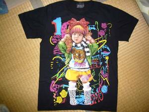 女の子プリントＴシャツ黒 Ｓサイズ