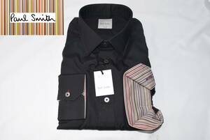 ☆新品未使用☆Paul Smith ブロード ドレスシャツ ブラック 袖マルチ☆XLサイズ☆肩幅47㎝身幅58㎝ 袖丈62㎝ 着丈79㎝☆553-101