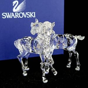 □美品 ◆ スワロフスキー SWAROVSKI 2匹の仔馬 馬 ホース 627637 置物 フィギュリン 箱つき