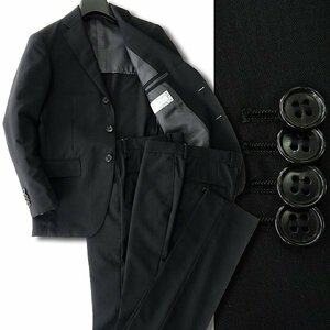 新品 Blu e Grigio 春夏 ストライプ 2パンツ スーツ YA3(やや細身XS) 黒 【J54667】 42-8D ユニバーサルランゲージ セットアップ メンズ