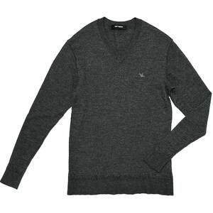 定価7万 1piu1uguale3 MERINO CASHMERE V-NECK PLAIN V-KNIT Ⅳ 灰　ウノピゥ カシミアメリノウールVネックニット　wjk　akm