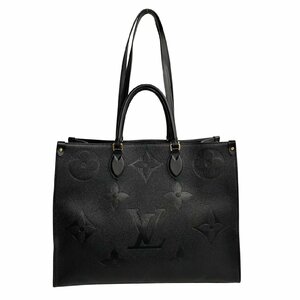 ほぼ未使用 LOUIS VUITTON ルイヴィトン オンザゴー GM モノグラムアンプラント レザー 本革 2way トートバッグ ハンドバッグ 黒 19517