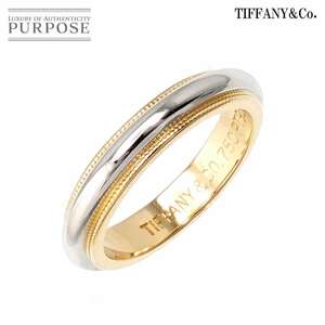 ティファニー TIFFANY&Co. ミルグレイン 6.5号 リング 幅3.5mm プラチナ Pt K18 YG イエローゴールド 指輪 Milgrain Band Ring 90197390
