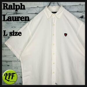 ラルフローレン POLO刺繍ロゴ 半袖 BDシャツ ホワイト L
