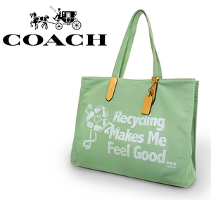 【未使用品 超美品】 コーチ COACH ショルダートートバッグ ハンドバッグ 鞄 キャンバス カーキ グリーン メンズ レディース 大容量 軽い