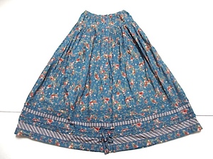 ピンクハウス　リトルガーデンプリントスカート　裾オリチェパッチワーク　ブルー　経年未着用品