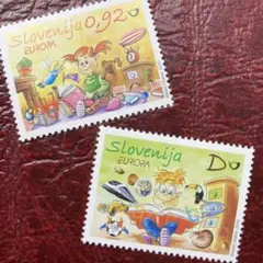 52539セール現品限り　外国切手未使用　スロベニア発行児童書2種揃