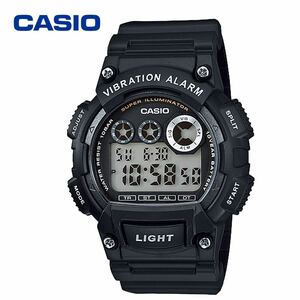 CASIO カシオ W735 ブラック 腕時計 バイブレーション アラーム デジタル 男の子 メンズ 男性 キッズ 振動 バイブ 防水 軽量 マナーモード