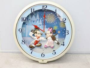 △希少 Disney Time｜掛け時計 ミッキー＆ミニー｜SEIKO セイコー FW568W クオーツ 電池式｜ かわいい USED■O8770