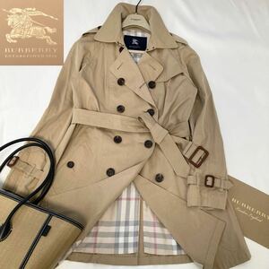 ★大きいサイズ★バーバリー★BURBERRY 44/13-15号/XL-3L メガチェックコンビ☆ソフトギャバジントレンチコート 通勤 旅行 おでかけ