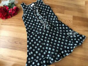 Shirley Temple シャーリーテンプル ジャンパースカート 130 黒 水玉 ノースリーブ ワンピース デニム