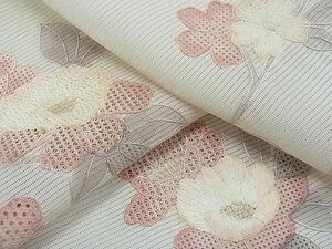 平和屋1■夏物　訪問着　スワトウ相良刺繍　絽　枝花文　暈し染め　逸品　CAAB1282ch