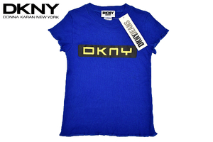 Y-1676★送料無料★新品★DKNY JEANS ダナキャランニューヨークジーンズ★アメリカ USA製 ブルー青色 ロゴプリント 半袖 T-シャツ P/S