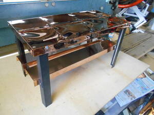 銅テーブルラック サイドテーブル キッチンラック 53×27×H30.5 キャンプテーブルラック 折り畳み 珍品 自作