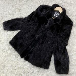 【美品】SAGA MINK サガミンク 銀タグ リアルファー コート ジャケット 毛皮 韓国製　黒 ブラック