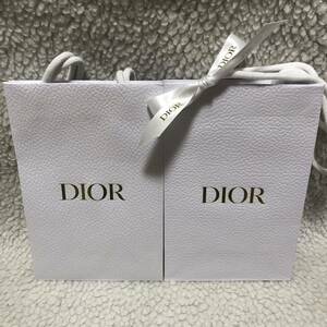 ディオール DIOR 紙袋 ショッパー 中サイズ ショップ袋 クリスチャンディオール ブランド紙袋 リボン ホワイト