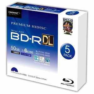 送料無料メール便 BD-R DL 録画用 50GB 5枚入り スリムケース付き インクジェットプリンター対応 HIDISC HDVBR50RP5SC/1038ｘ１個