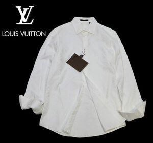 未使用 国内正規品 Louis Vuitton MENS 総柄 コットン長袖シャツ ルイヴィトン フラワー 花柄 ドレスシャツ L/S SHIRT ホワイト XS J-16