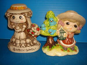 少女の陶器製人形　２点セット　TN4