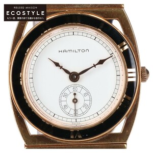 HAMILTON ハミルトン パイピングロック K18 レザーベルト クオーツ 腕時計 ケース:イエローゴールド/ベルト:ブラック メンズ
