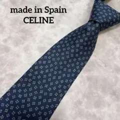 綺麗 美品 CELINE セリーヌ ネクタイ ネイビー 花柄 フラワー シルク