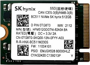 ★送料無料★SKHynix BC511 512GB NVMe PCIe M.2 30mm ソリッドステートドライブ HFM512GDGTNI★中古
