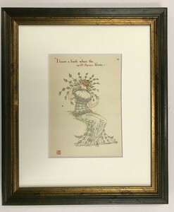 【特価】　≪　　ウォルター　クレイン　　≫　 オリジナルリトグラフ【石版画】 　FLOWERS　FROM　SHAKESPEARES　GARDEN　ⅩⅩⅥ　 1906年