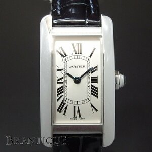 【ローマンダイアル】Cartier カルティエ タンクアメリカン SM Ref.3970 SS 革 QZ レディース 腕時計 箱・取説「22559」