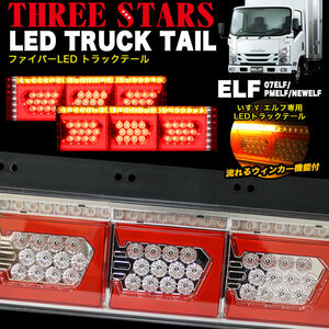 【レッド×メッキ】 エルフ いすゞ LED トラック テール ライト ランプ シーケンシャル Eマーク FJ5146