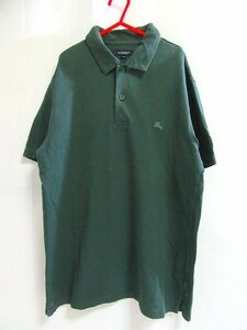 f6594n BURBERRY LONDON ワンポイント刺しゅうロゴ 半袖ポロシャツ M グリーン系 三陽商会 ゴルフにも