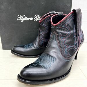 1398◎ HYSTERIC GLAMOUR ヒステリックグラマー 靴 ショート ウエスタン ブーツ ヒール 柄 刺繍 ブラック レディース7