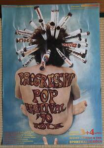 PROGRESSIVE POP FESTIVAL ’70　KOLN ドイツ製　VINTAGE POSTER　DEEP PURPLE KINKS COLOSSEUM CHIKIN SHACK