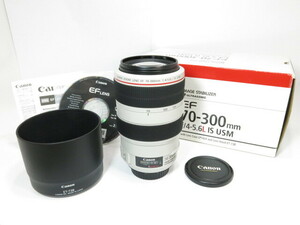 【 極美品】Canon EF70-300mm F4-5.6L IS USM レンズ・Canon ET-73B純正レンズフード・説明書・元箱付き キヤノン [管CN2765]