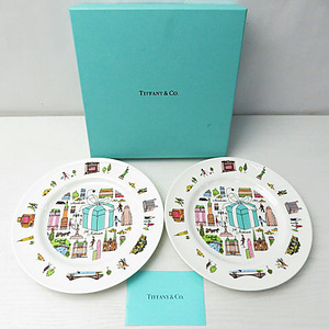 【美品】1,000円～ TIFFANY&Co ティファニー 5th Avenue plate アベニュー ペアプレート 箱付き [M4967]