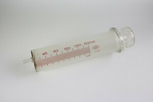 希少 貴重 ガラス 硝子製 全長約26㎝ 200ml 注射器 シリンジ 浣腸器 医療器具 病院 医大インテリア ディスプレイ レトロ アンティーク