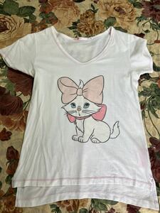 ティシャツ Tシャツ ★ DISNEY おしゃれキャットマリー MARIE ★ 半袖ミディアム ホワイト ピンク UNIQLO