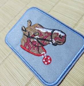 茶灰　馬顔◆新品未使用　ホース　馬　競馬　HORSE　刺繍ワッペン　■乗馬　ミリタリー　筋トレ　　仲間　◇激シブ■衣類・洋服・衣類DIY