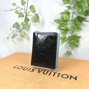 1円 LOUIS VUITTON ルイヴィトンラウンドファスナー ヴェルニ ミニ ジッピー ブルーム シリアル BJ0929 男女兼用 ブラック×ブルー系