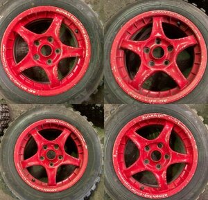 ★ADVAN　ホイールタイヤセット　MT-14　195/65R15　スパイクタイヤ　114.3 ５H　OFF45　ガリキズ　個人宅配送不可　