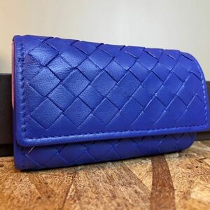 1円　美品 ボッテガヴェネタ イントレチャート BOTTEGA VENETA 財布 男女 小銭入れ 新型 ラムレザー コインケース　ブルーパープル