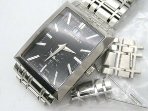 1円■ジャンク■ バーバリー BU1320 黒 クオーツ ユニセックス 腕時計 M42201