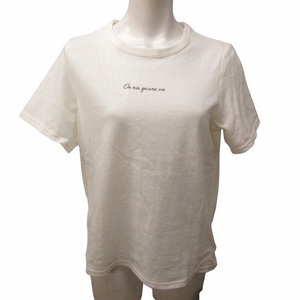 21SS Tシャツ カットソー 英字 プリント リネン混 半袖 白 ホワイト F 0318 ■023 レディース