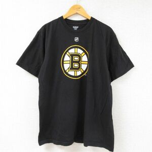 XL/古着 リーボック 半袖 ブランド Tシャツ メンズ NHL ボストンブルーインズ ズデノチャラ 33 コットン クルーネック 黒 ブラック ア