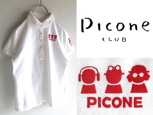 ネコポス対応 Picone CLUB ピッコーネ クラブ ロゴプリント コットン 鹿の子 ポロシャツ 2 白 ホワイト 日本製